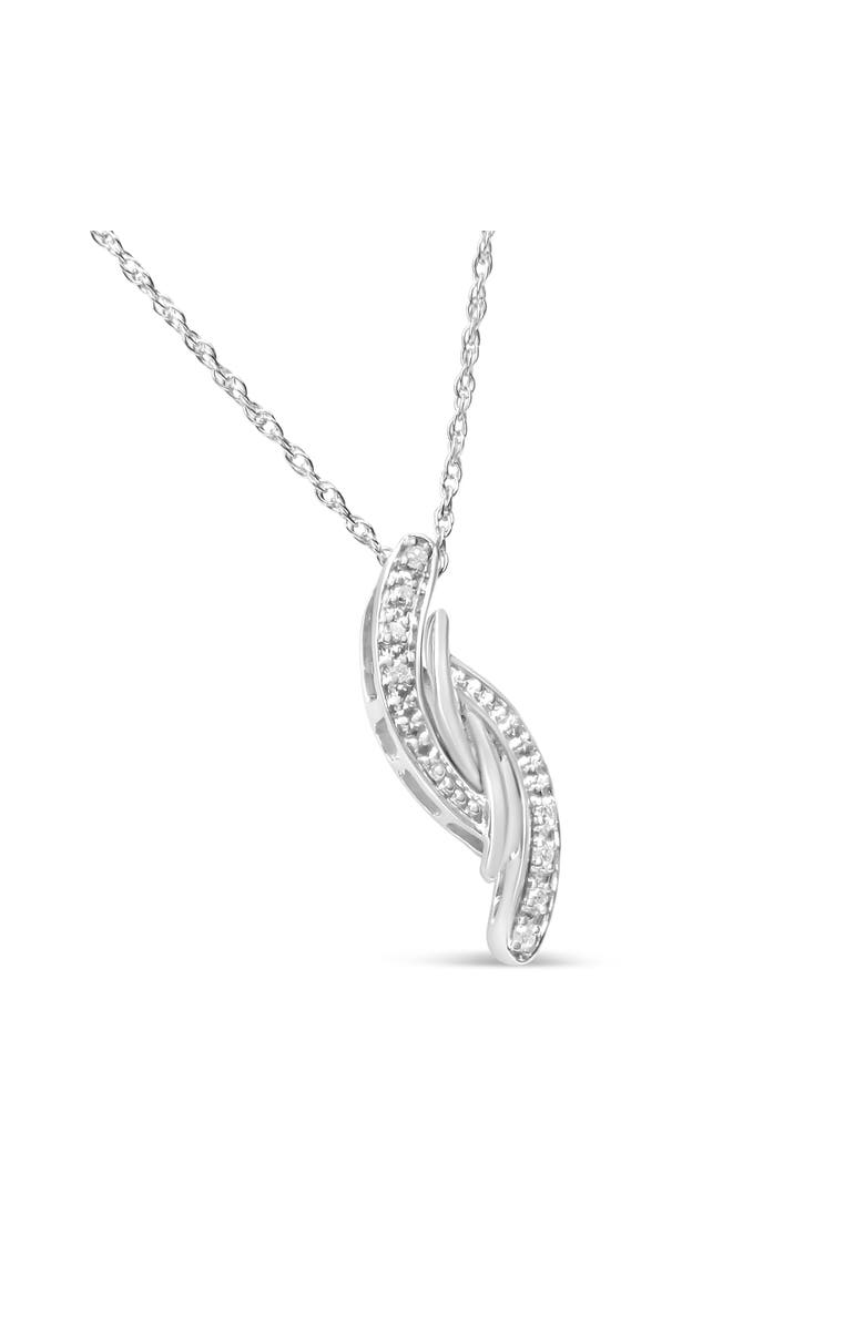 Haus of Brilliance Silver Diamond Accent Bypass Curve 18" Pendant Necklace, Alternate, color, White