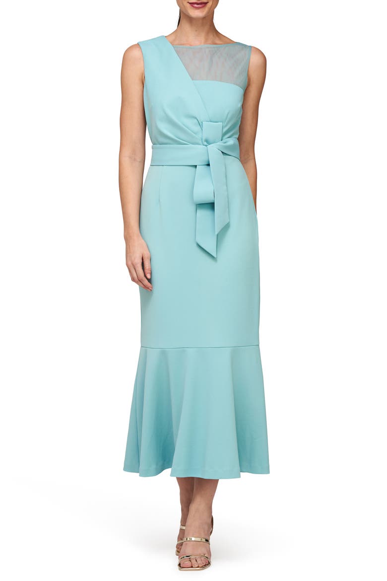 Joanna Asymmetric Neck Cocktail Dress, Main, color, AQUA