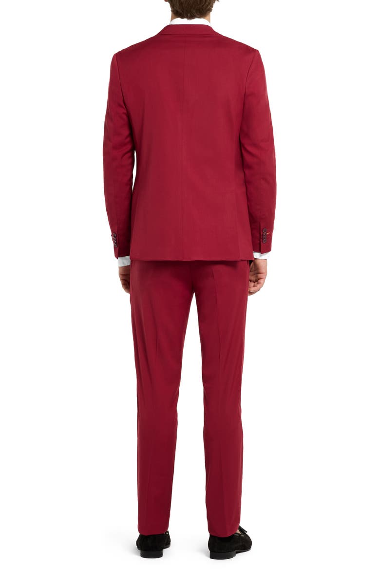 Daily Slim Fit Bright Burgundy Suit, Alternate, color, RED