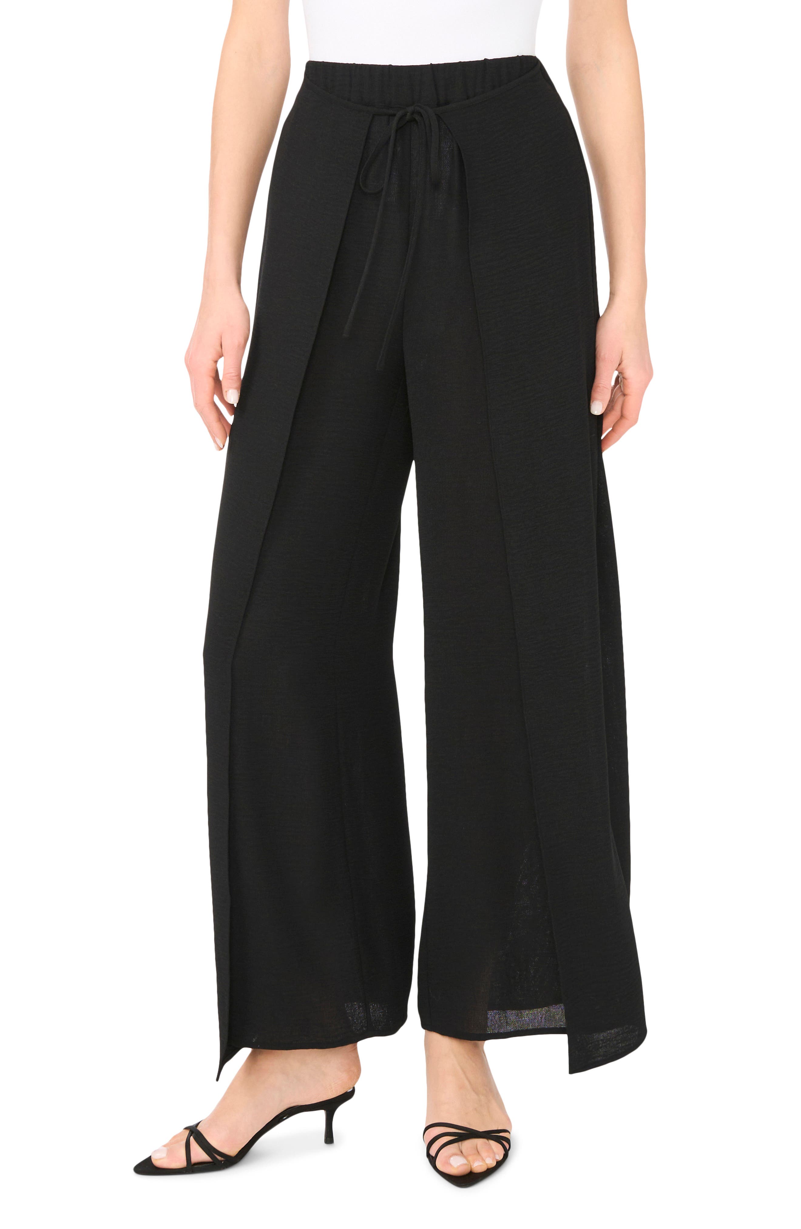 Halogen® Tie Front Overlay Wide Leg Pants