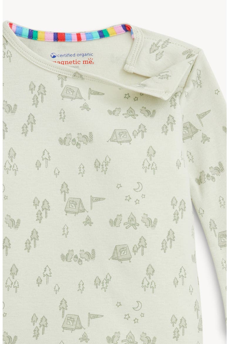 Kids' Base Camp Buddies Organic Cotton Two-Piece Fitted Pajamas, Alternate, color, BASIL