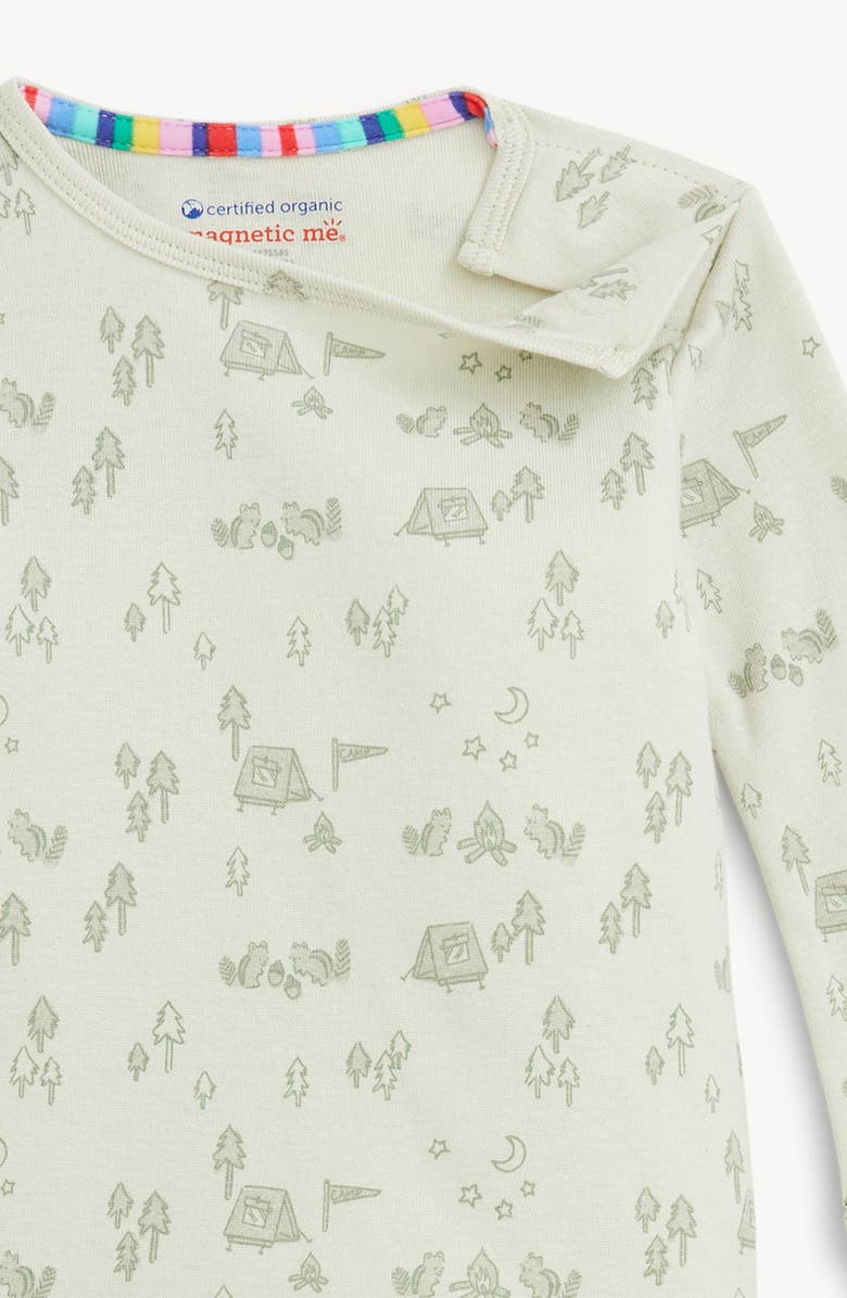Magnetic Me Kids' Base Camp Buddies Organic Cotton Two-Piece Fitted Pajamas, Alternate, color, Basil