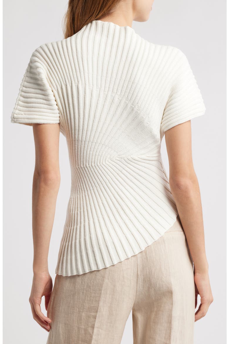 Annemie Cotton Asymmetric Funnel Neck Knit Top, Alternate, color, OFF WHITE