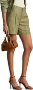 Lauren Ralph Lauren Pleated Linen Blend Twill Shorts