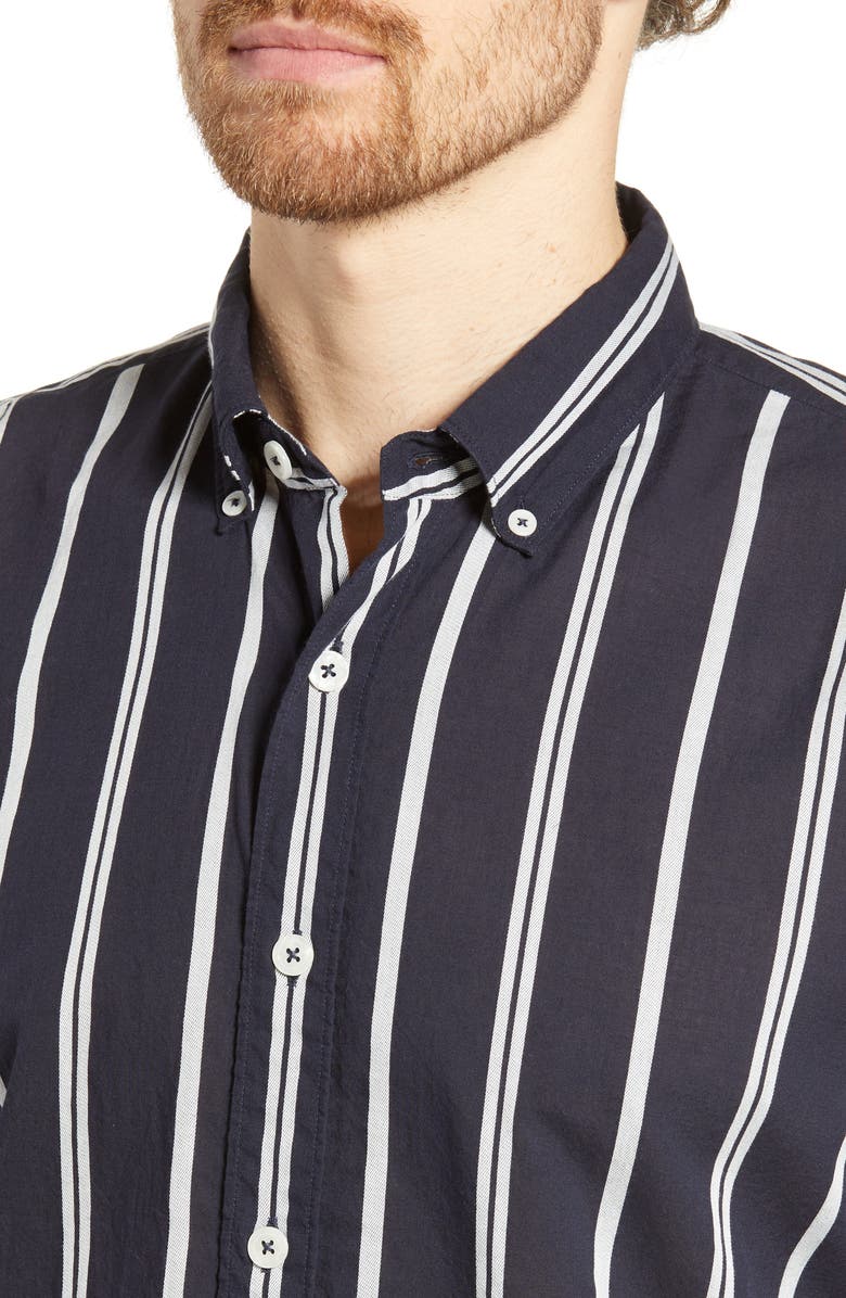 Todd Snyder White Stripe Cotton Sport Shirt, Alternate, color,