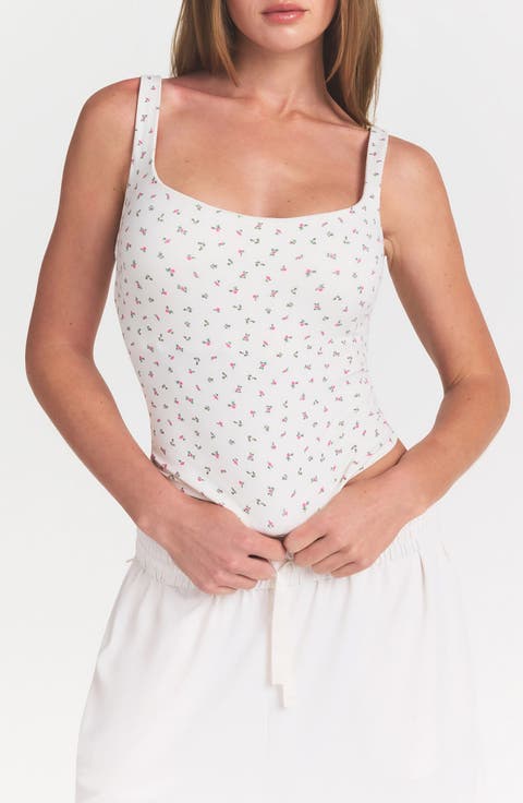 Matte Floral Square Neck Tank