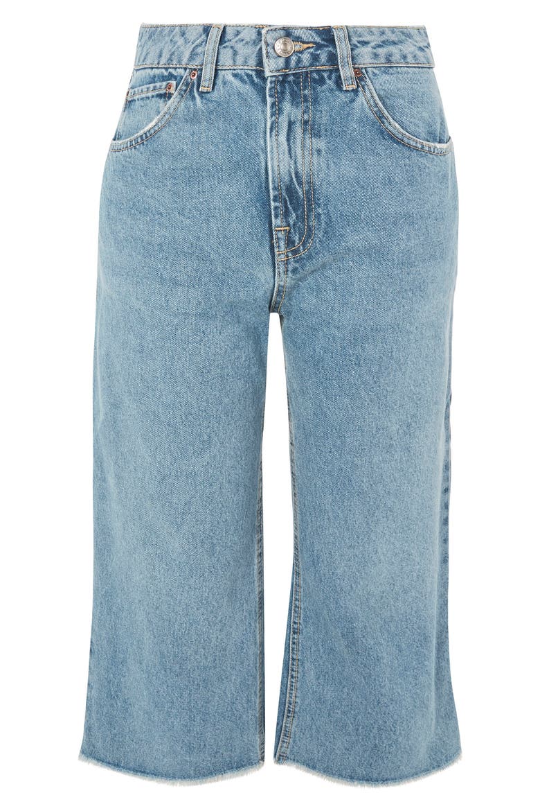 Petite Wide Leg Crop Jeans, Alternate, color, MID DENIM