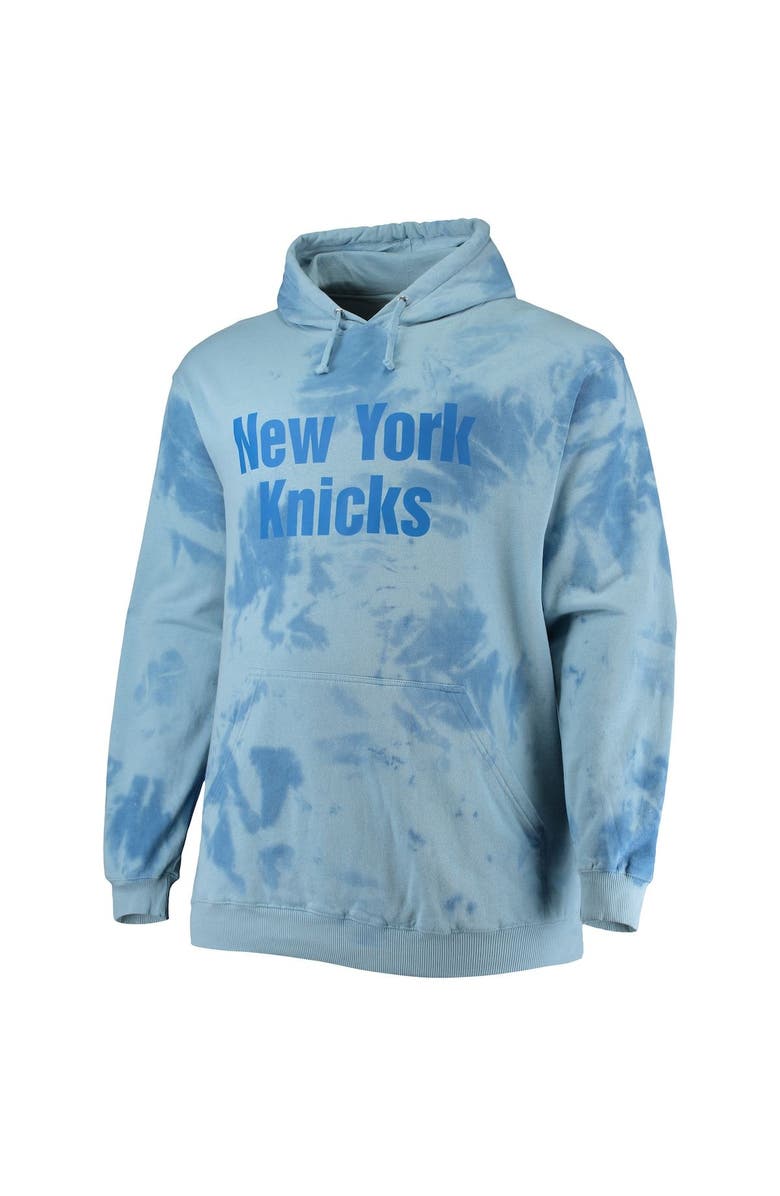 FANATICS Men's Fanatics Branded Blue New York Knicks Big & Tall Wordmark Cloud Dye Pullover Hoodie, Alternate, color, Blue