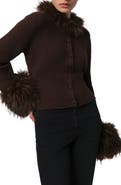 Apparis Rosa Pluche™ Faux Fur Trim Cardigan