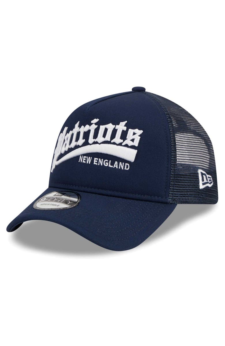 New Era Men's New Era Navy New England Patriots Caliber Trucker 9FORTY Adjustable Hat, Main, color, Navy