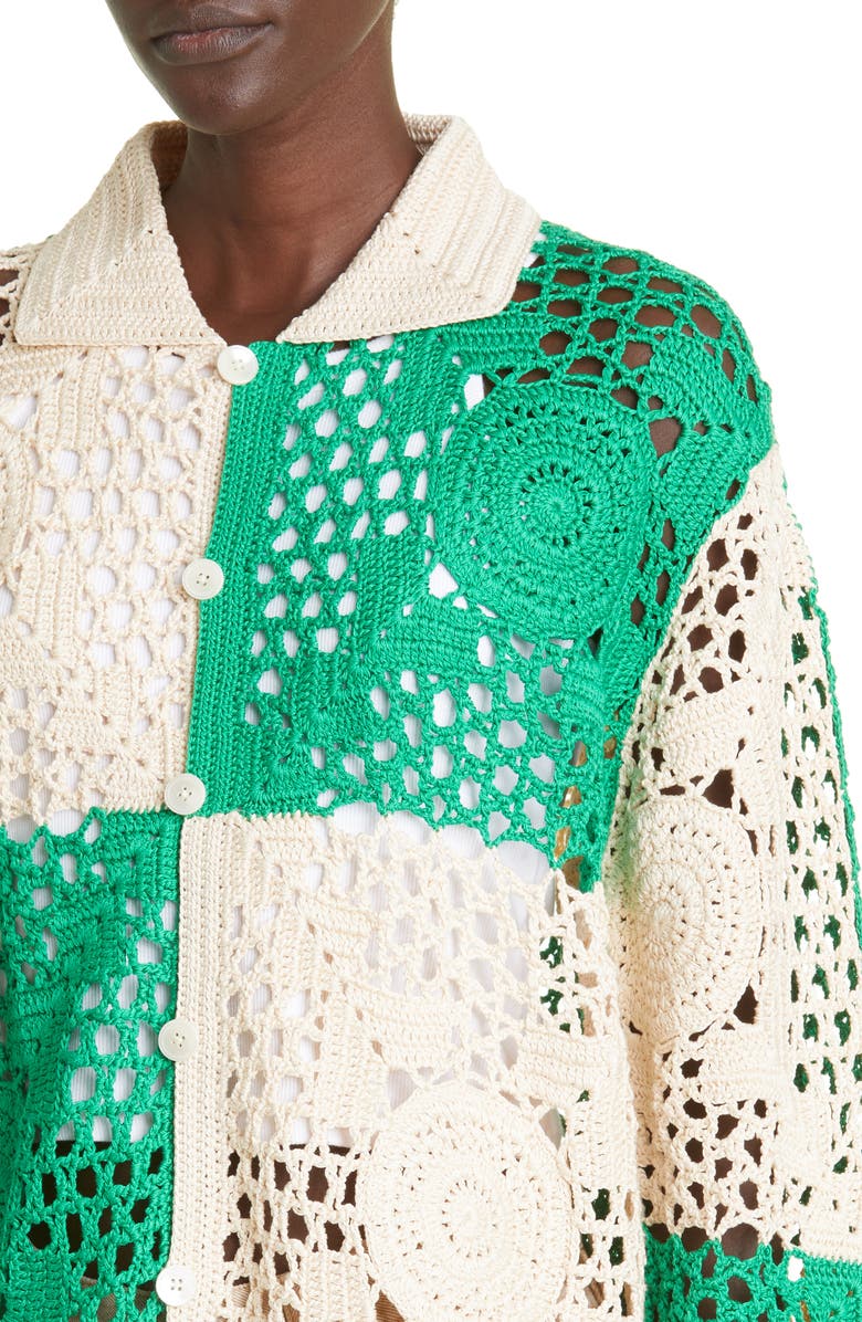 Bode Duotone Crochet Overshirt, Alternate, color,