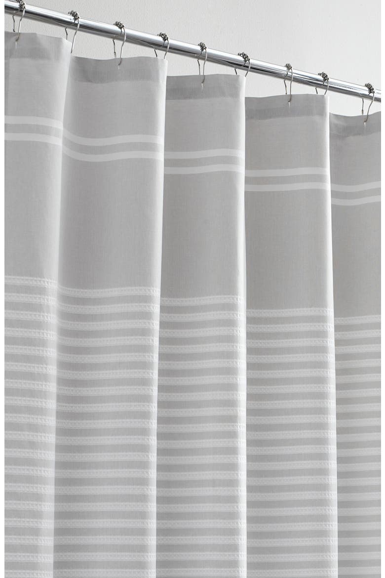 Seersucker Stripe Shower Curtain, Alternate, color, AQUAMARINE WHITE