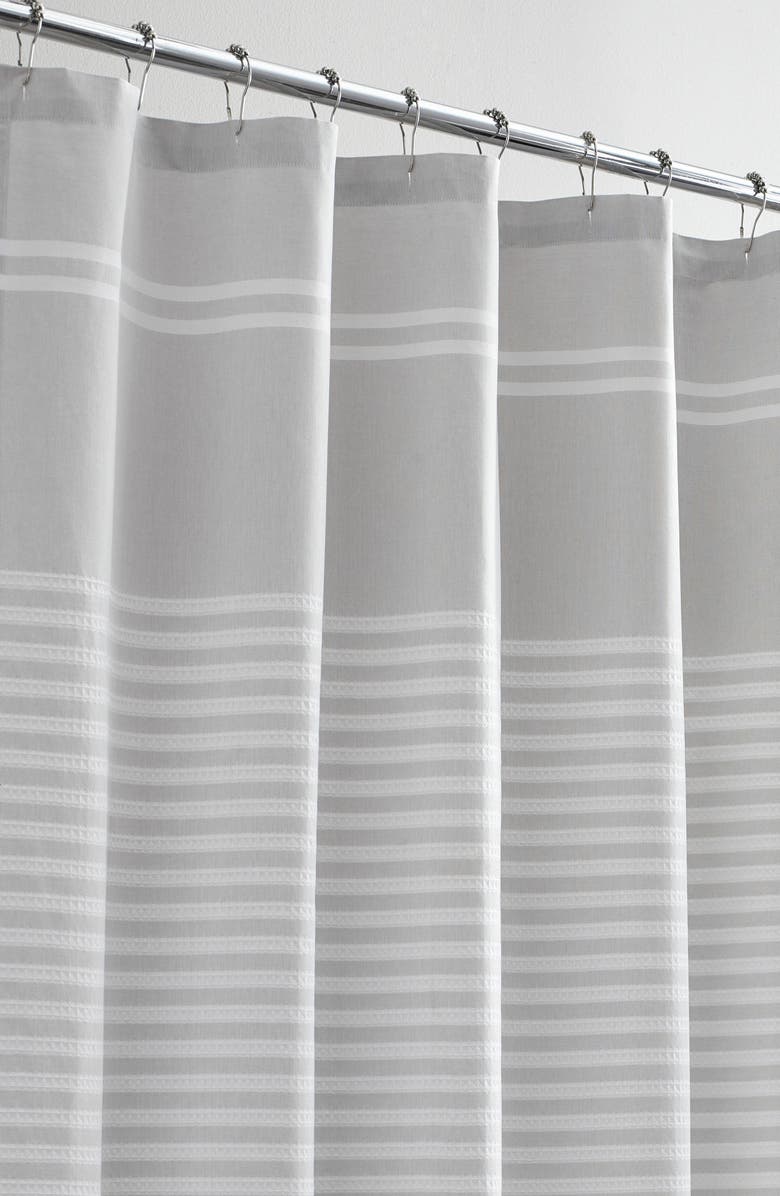 Vera Wang Seersucker Stripe Shower Curtain, Alternate, color, Aquamarine White