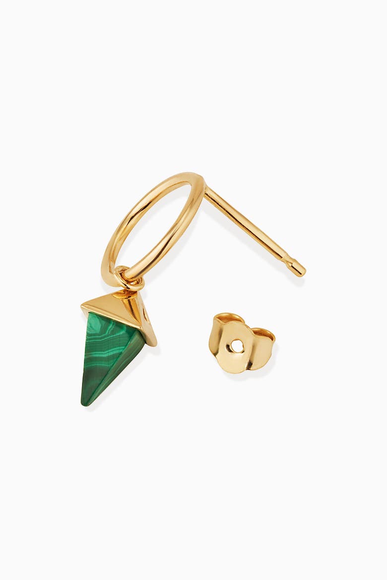 14K Gold Prism Point Drop Earrings, Alternate, color, Gold - Green Malachite