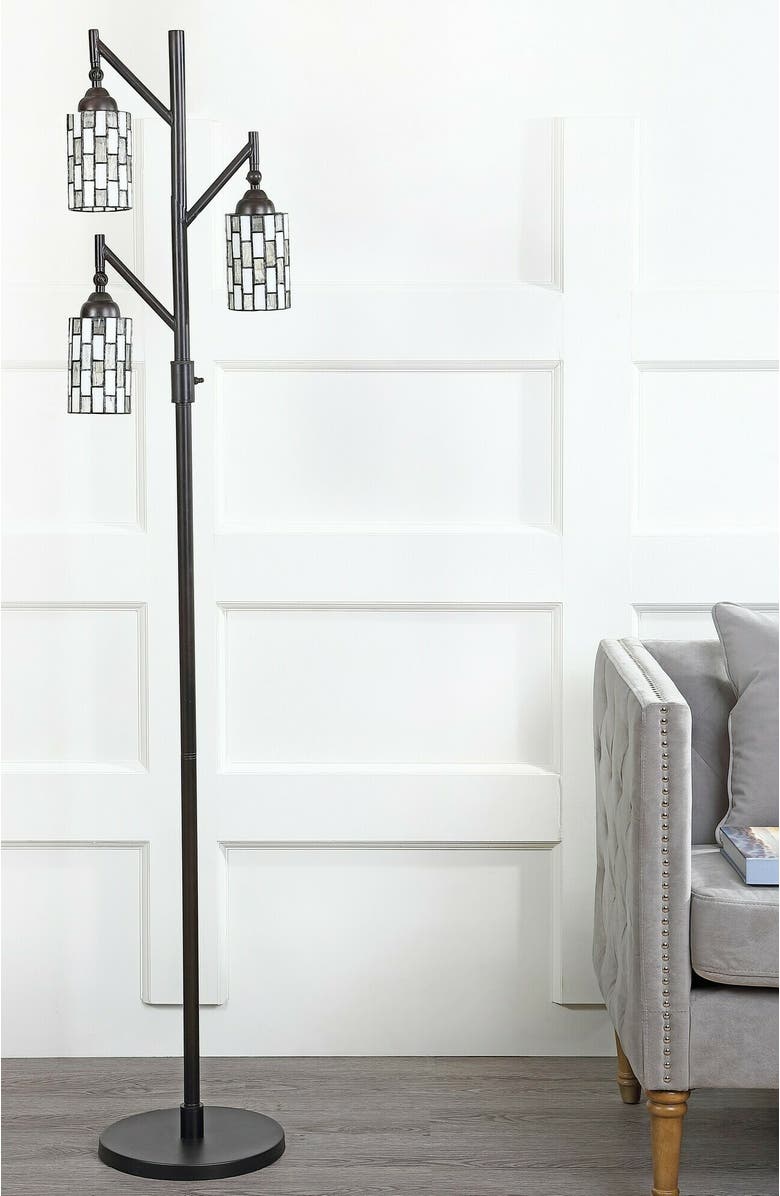 JONATHAN Y Lewis Tiffany-Style 71" Multi-Light LED Floor Lamp, Bronze, Alternate, color, Bronze