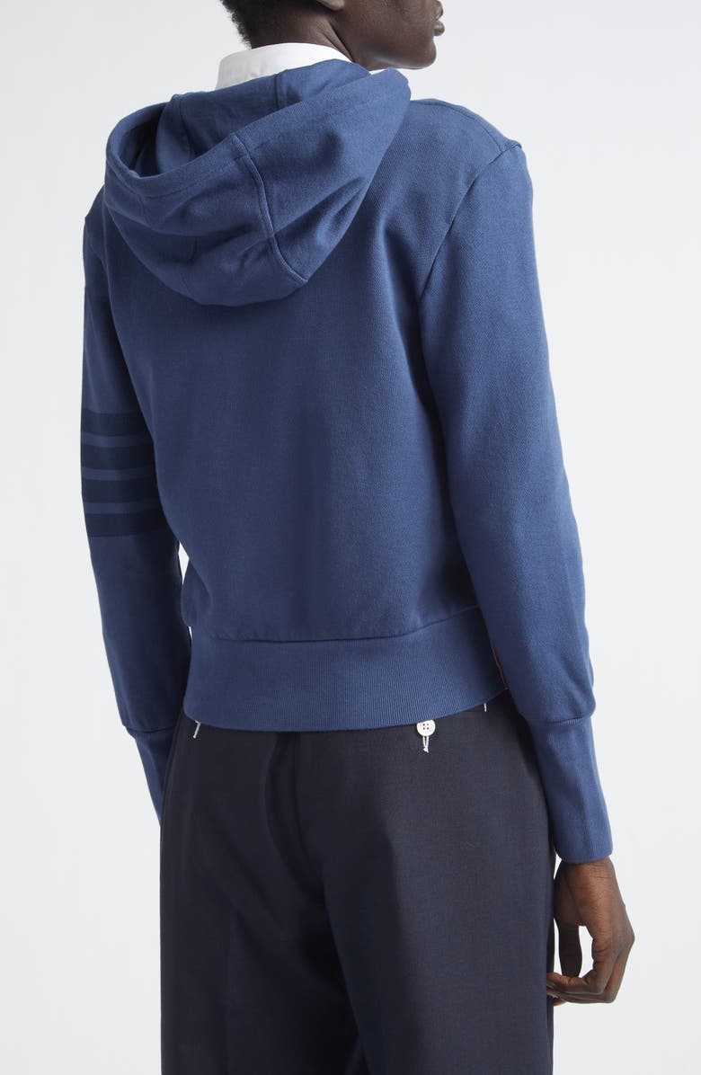 Thom Browne 4-Bar French Terry Full Zip Hoodie, Alternate, color, Navy