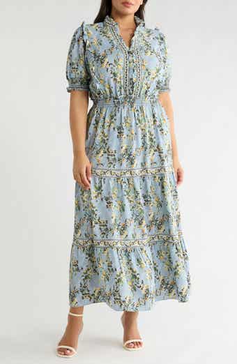 MAX STUDIO Short Sleeve Tiered Maxi Dress