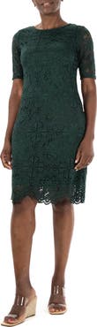 Nina Leonard Elbow Length Lace Dress