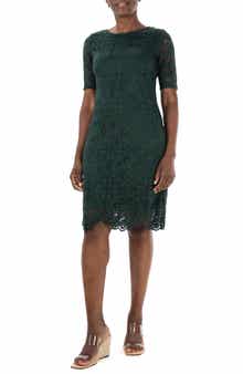 Nina Leonard Elbow Length Lace Dress
