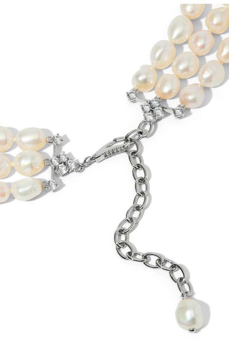 Nadri Madrid Triple Strand Cultured Pearl Choker Necklace, Alternate, color, 