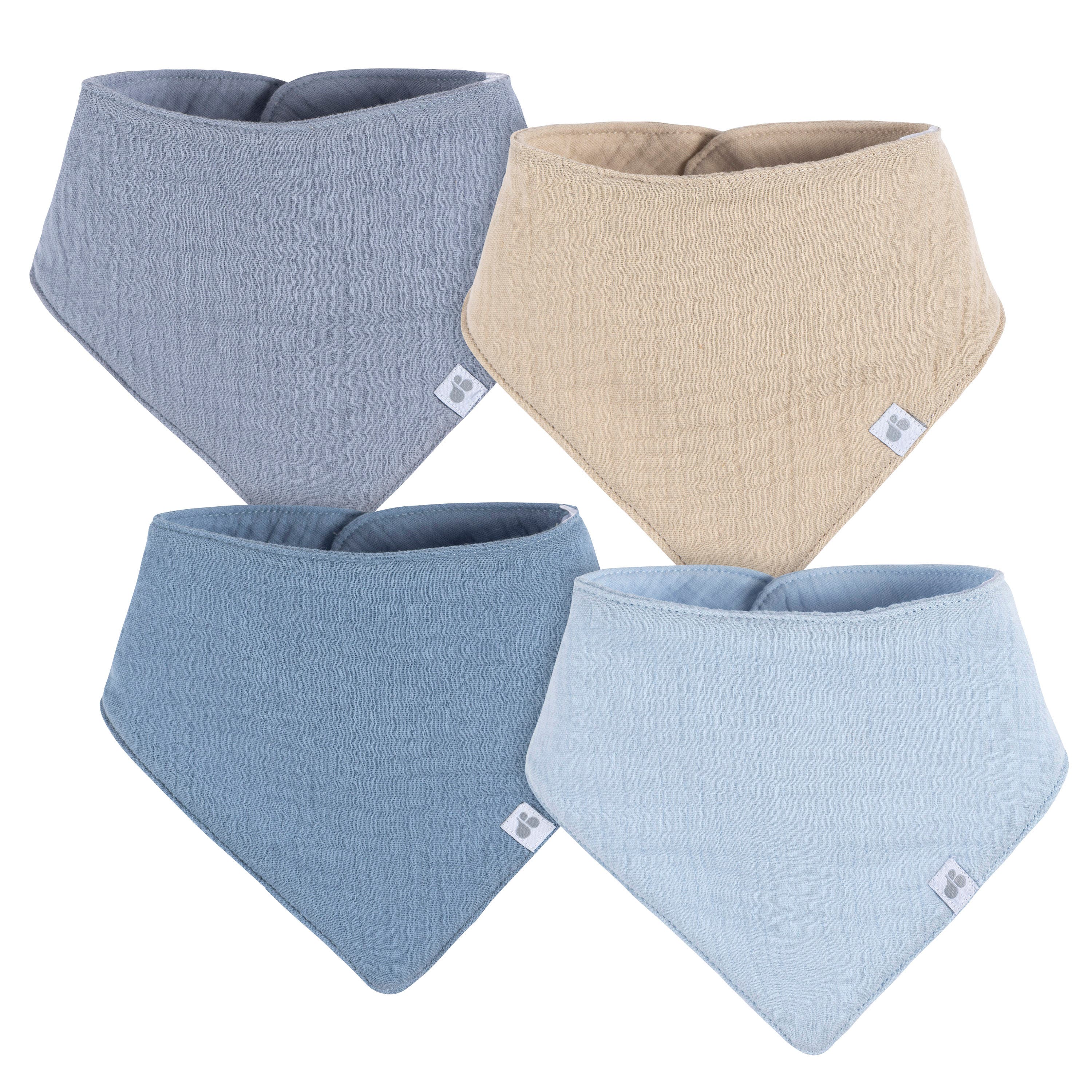 Just Born Muslin Bandana Bibs 4-Pack Blues 