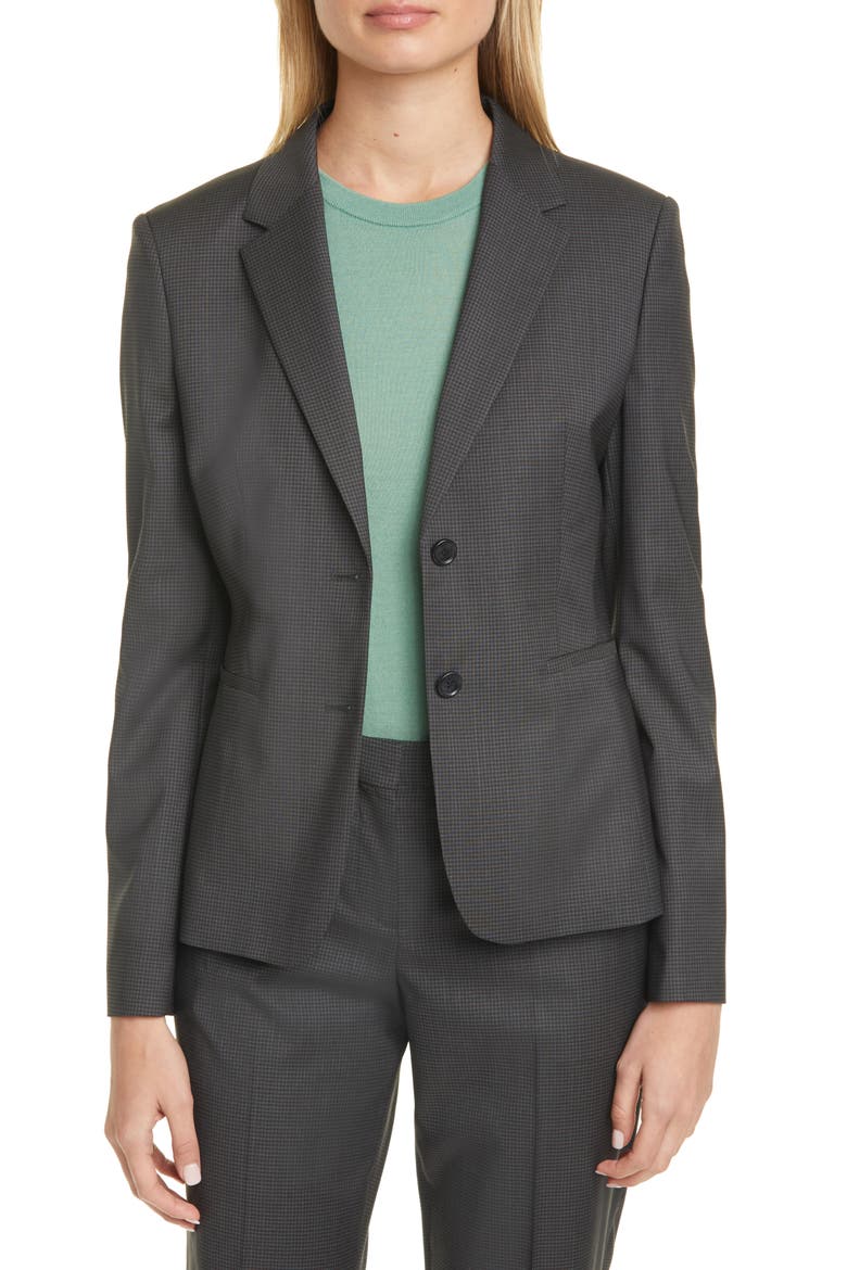 Jonina Vichy Check Suit Jacket, Main, color, PINE FANTASY