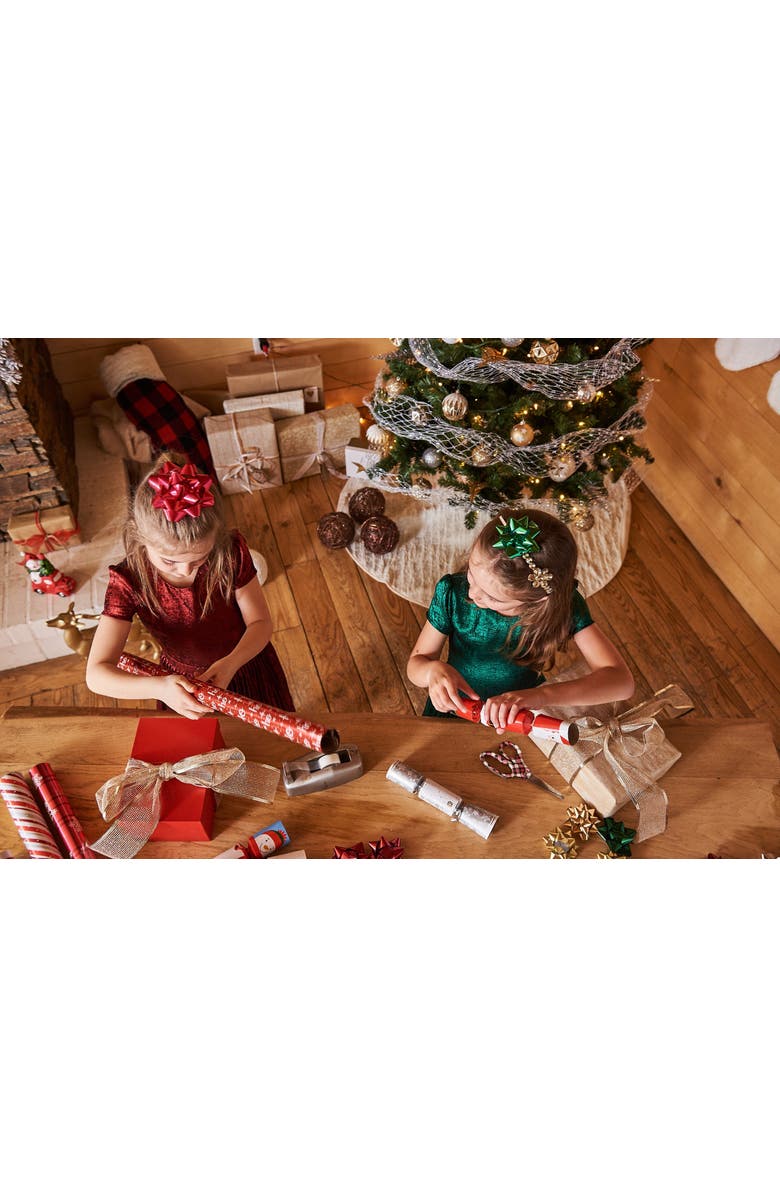 Deux par Deux Girl's Short Sleeve Dress With Pleated Skirt Metallic Red, Alternate, color,