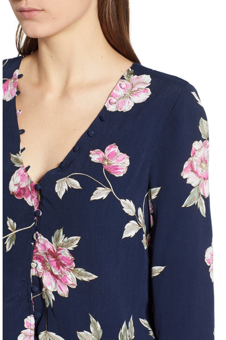 Jerome Floral Bell Sleeve Top, Alternate, color, INK