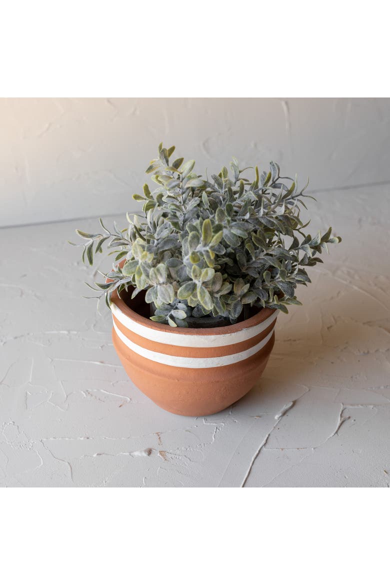 White Striped Terracotta Planter, Alternate, color, White