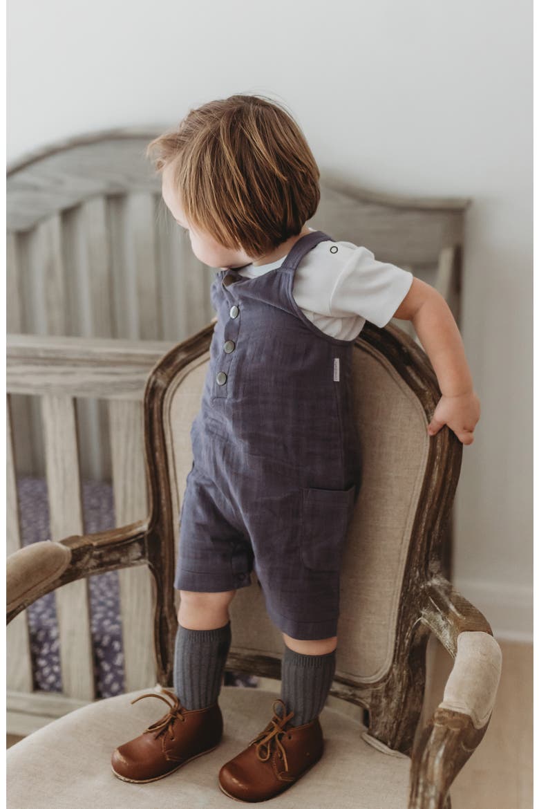 Cuff Organic Cotton Short Overalls, Alternate, color, DUSK