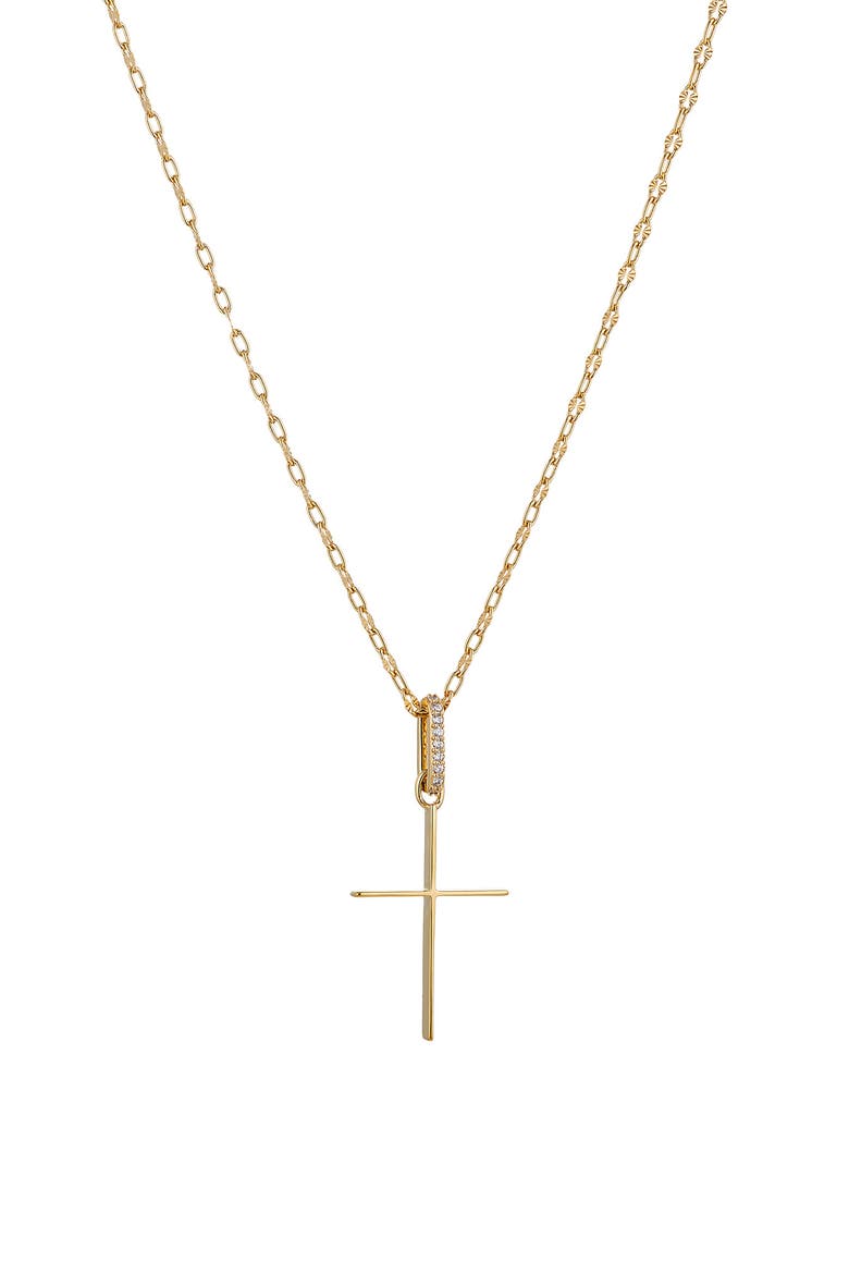 Cubic Zirconia Cross Pendant Necklace, Main, color, GOLD