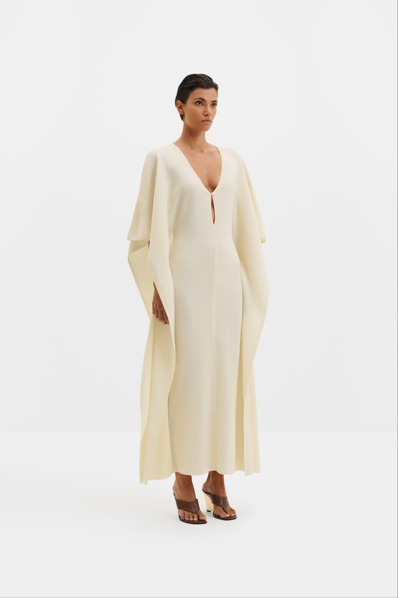 Janna Knitted V-neck Maxi Kaftan, Main, color, Pearl