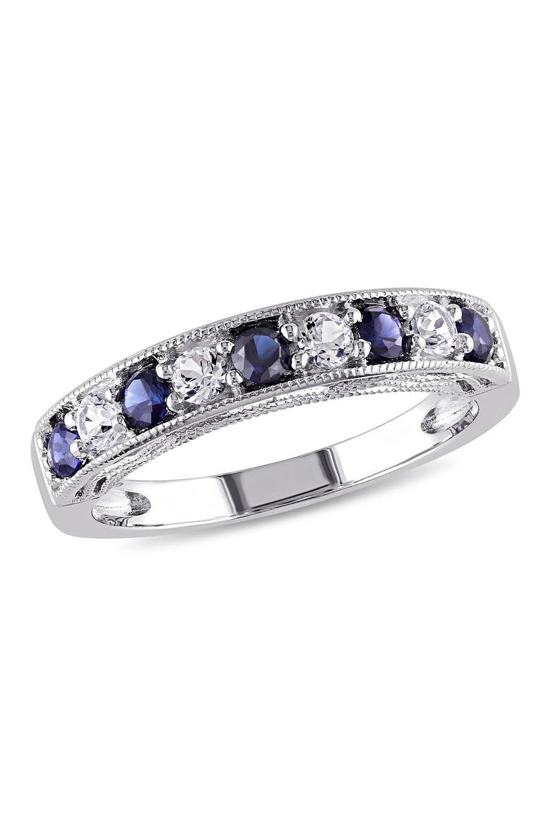 Created White & Blue Sapphire Ring, Alternate, color, BLUE