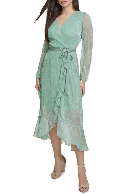 Long Sleeve Shimmer Knit Midi Dress