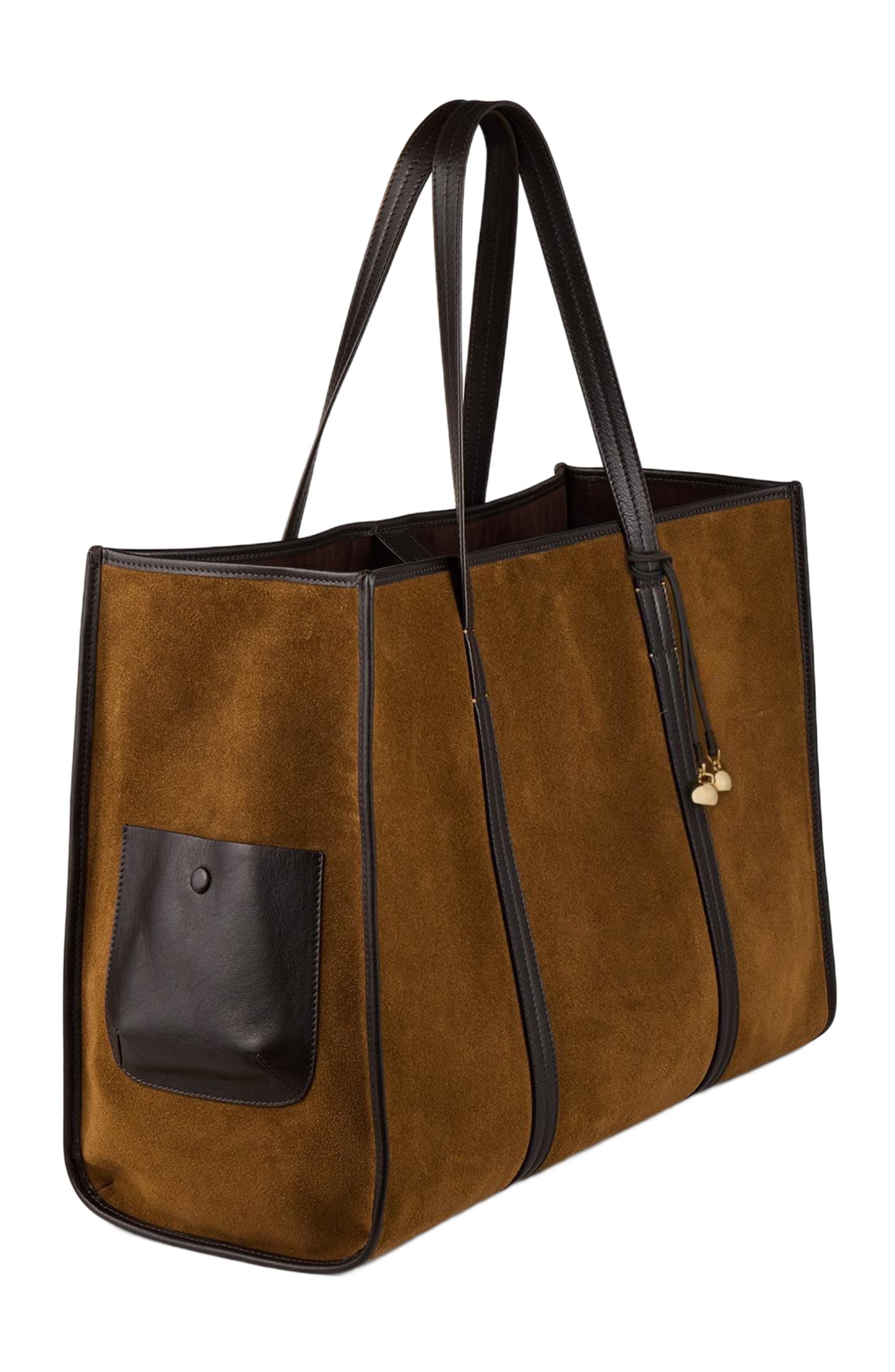 SANDRO Suede tote bag, Alternate, color, 