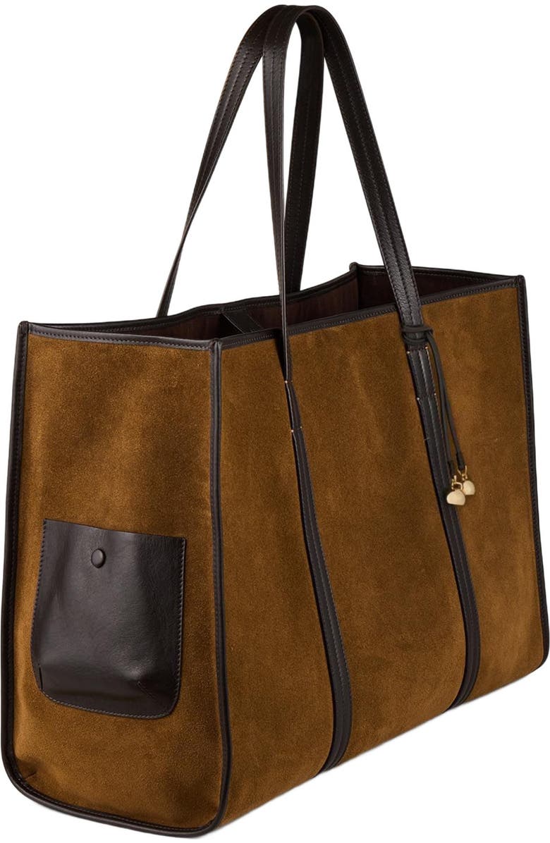 SANDRO Suede tote bag, Alternate, color,