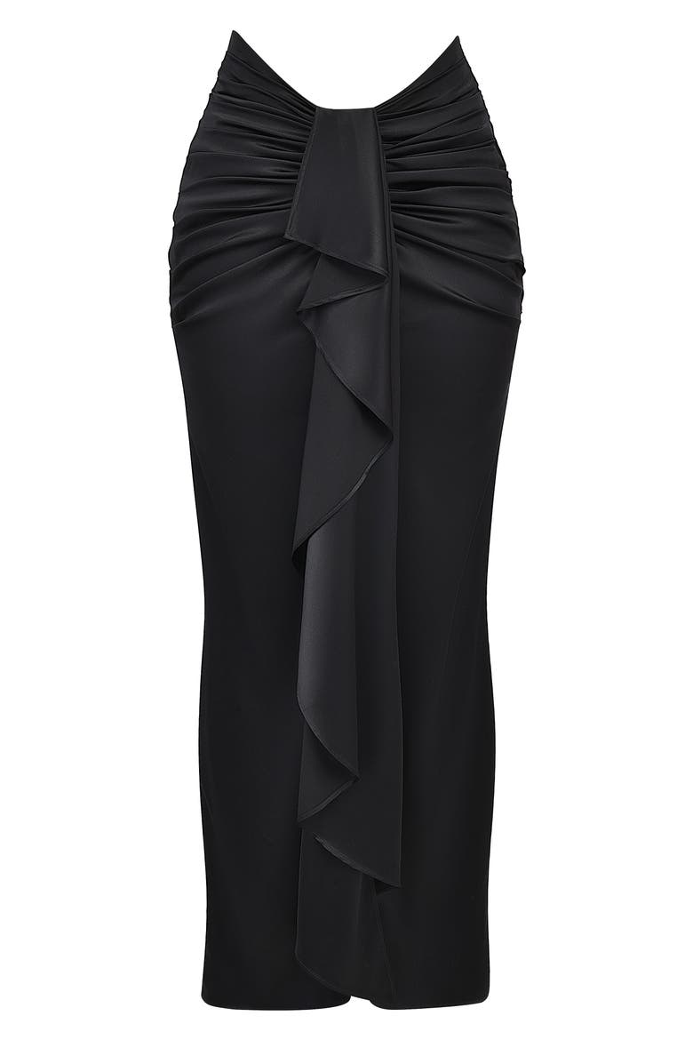 Arla Draped Stretch Silk Maxi Skirt, Alternate, color, BLACK