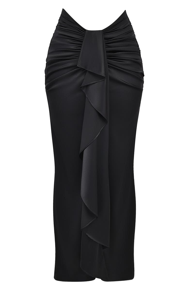 HOUSE OF CB Arla Draped Stretch Silk Maxi Skirt, Alternate, color, Black