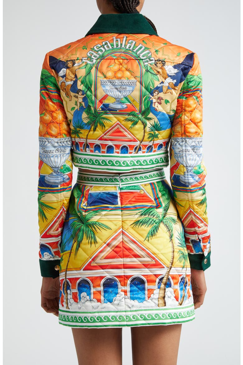 Quilted Triomphe D'Orange Print Crop Jacket, Alternate, color, TRIOMPHE DORANGE