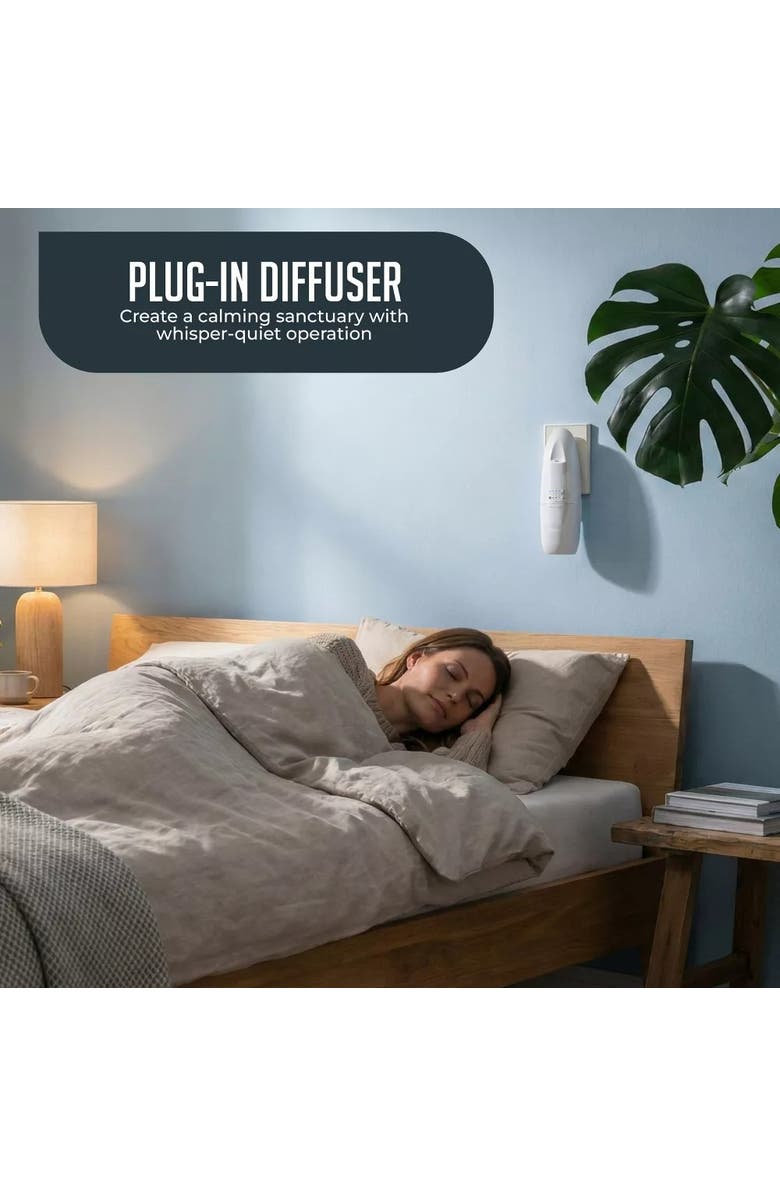 Luminuxe Plugin Essential Oil Diffuser Waterless Quiet Aroma Covers 500 Sq Ft, Alternate, color, White