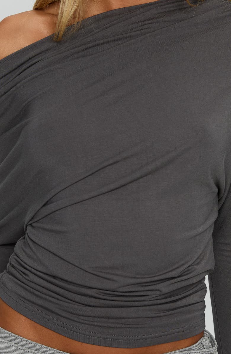 Princess Polly Party Hour Ruched One-Shoulder Long Sleeve Top, Alternate, color, 