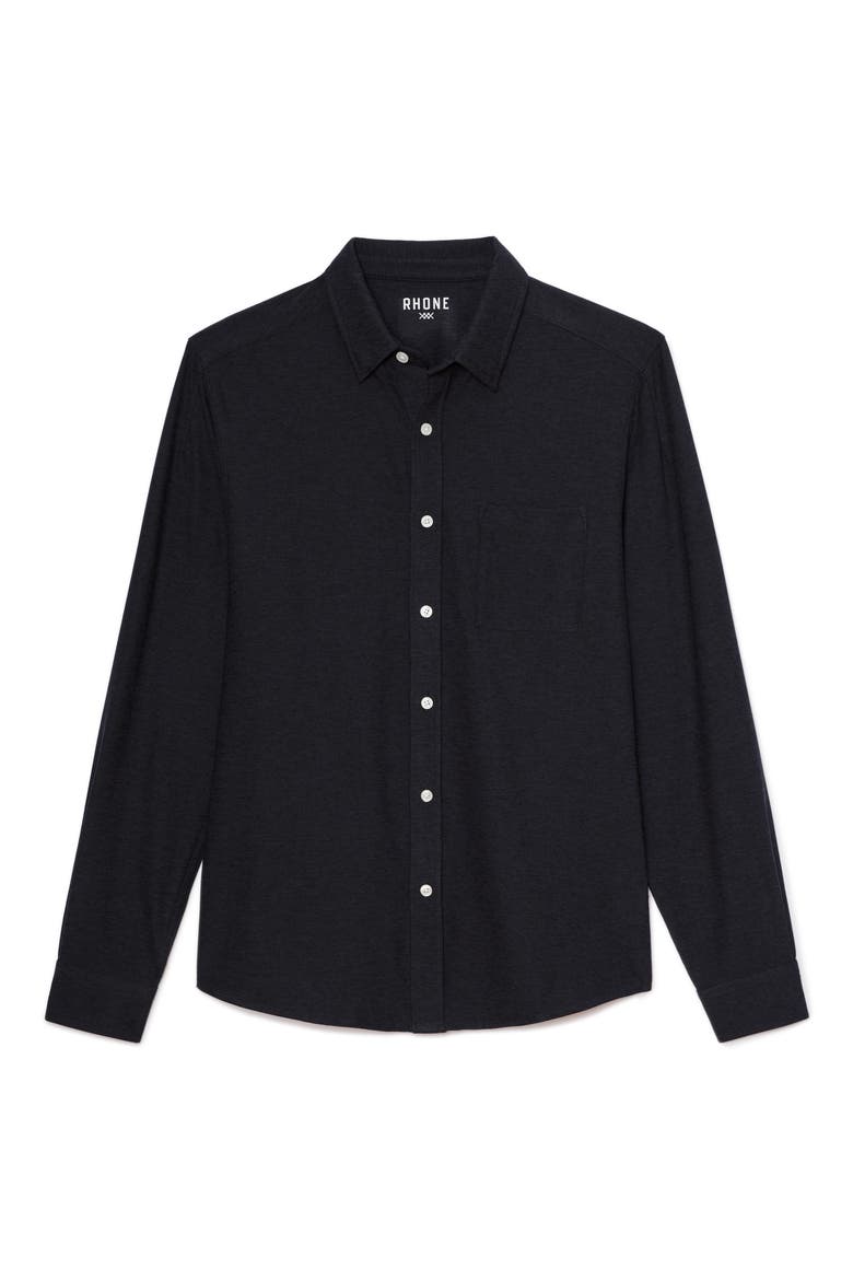 WFH Knit Button-Up Shirt, Alternate, color, TRUE BLACK