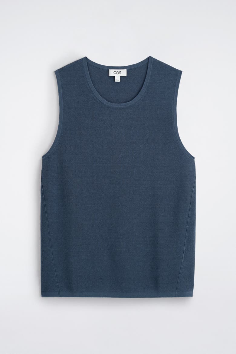 Knitted Linen Tank Top, Alternate, color, DARK BLUE