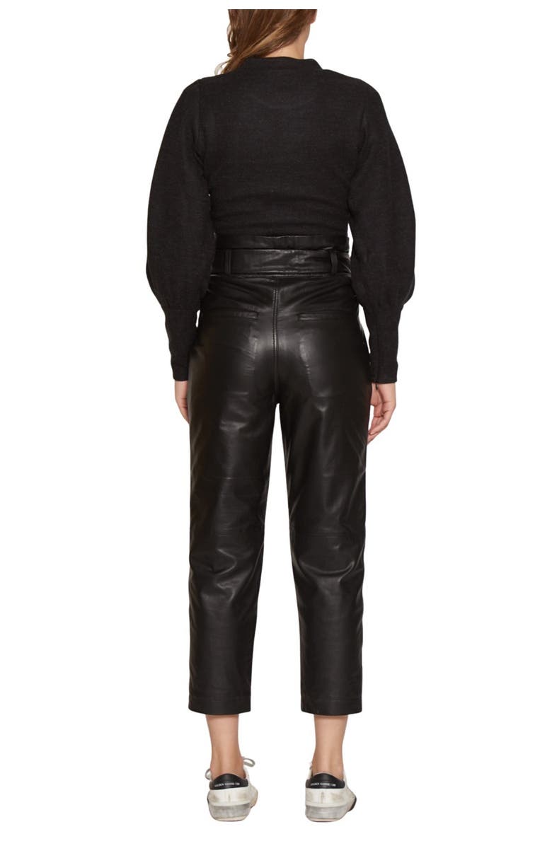 Walter Baker Maggie Leather Crop Paperbag Pants, Alternate, color, Black