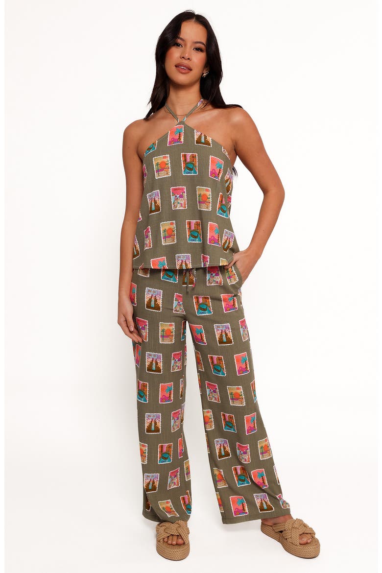 Hana Print Tie Waist Wide Leg Pants, Alternate, color, OLIVE PRINT