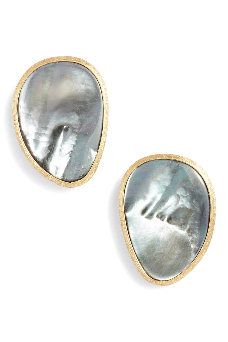 Lunaria Pearl Stud Earrings, Main, color, GREY MOTHER OF PEARL