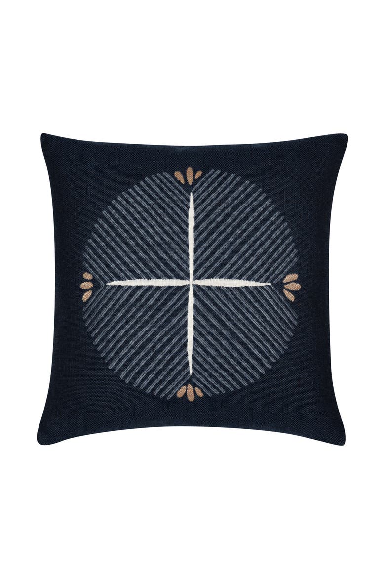 Direction Indigo Indoor & Outdoor Woven Accent Pillow, Main, color, Indigo