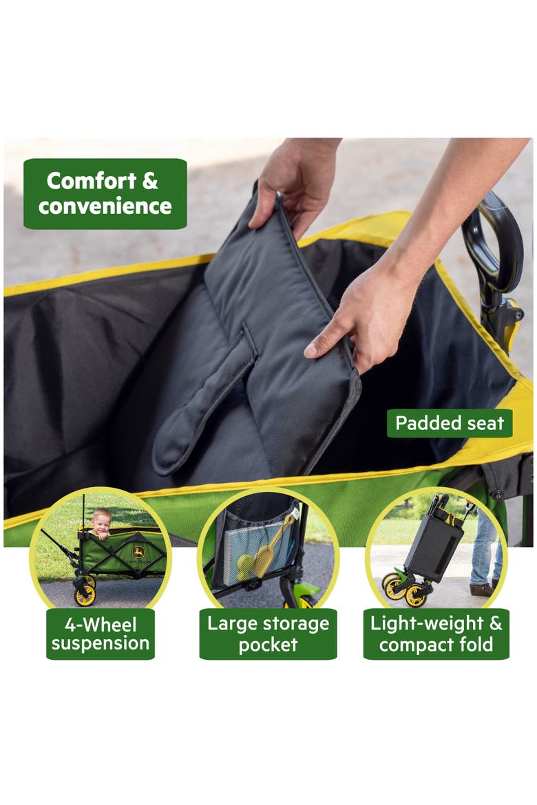John Deere Pop 'N Ride Wagon with Sun Canopy, Alternate, color, GREEN