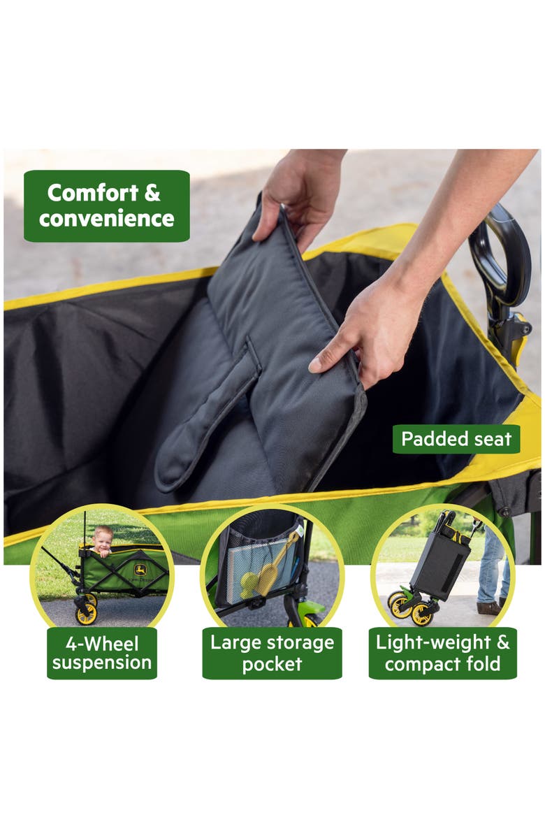 BRIGHT STARTS John Deere Pop 'N Ride Wagon with Sun Canopy, Alternate, color, Green