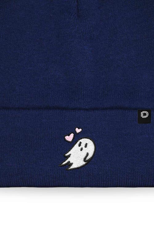 Shop Dalix Heartly Ghost Beanie In Navy Blue